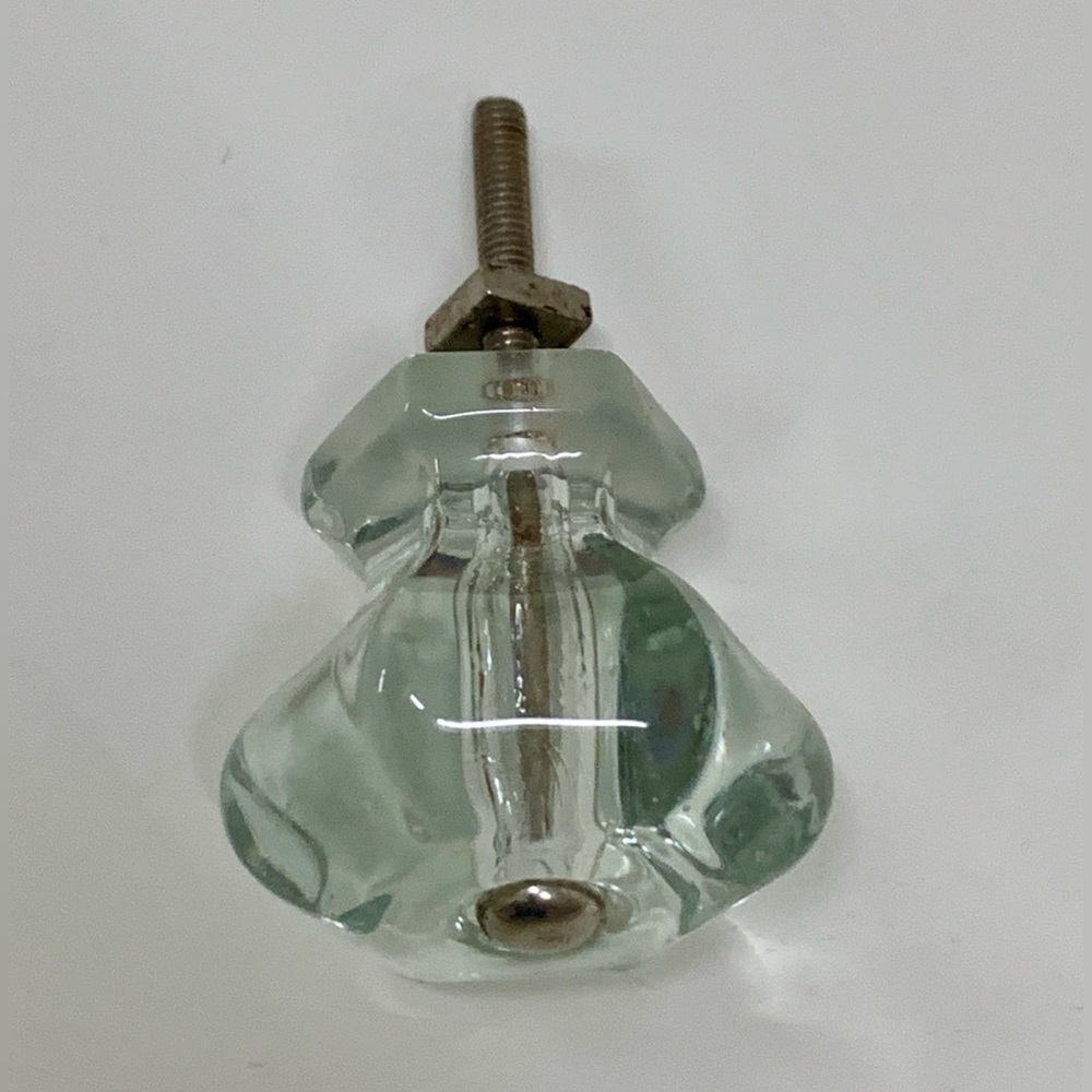 Early 20th Century Antique Hexagonal Faceted Clear Glass Door Drawer Knob